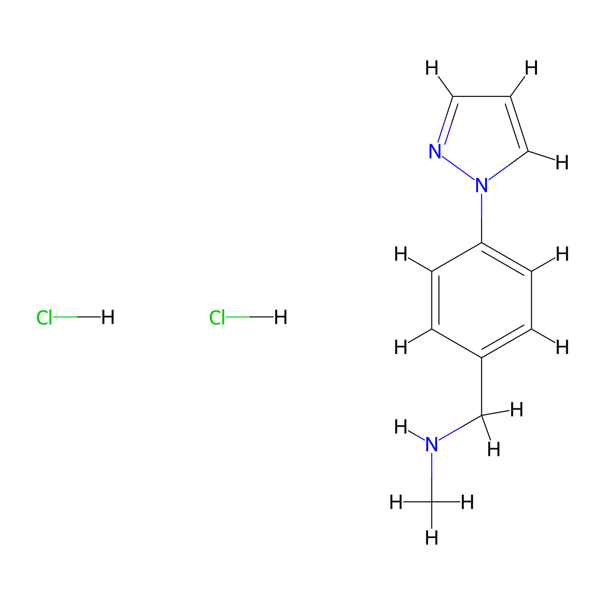 n-Methyl-1-[4-(1h-pyrazol-1-yl)phenyl]methanamine dihydrochloride molecular structure, CAS 1185298-38-7