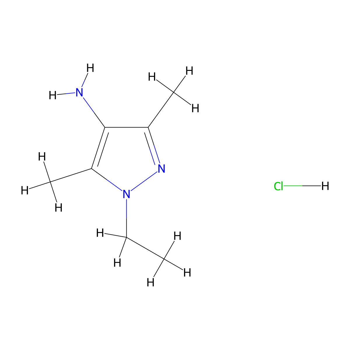 1-Ethyl-3,5-dimethyl-1H-pyrazol-4-amine hydrochloride molecular structure, CAS 1185298-43-4