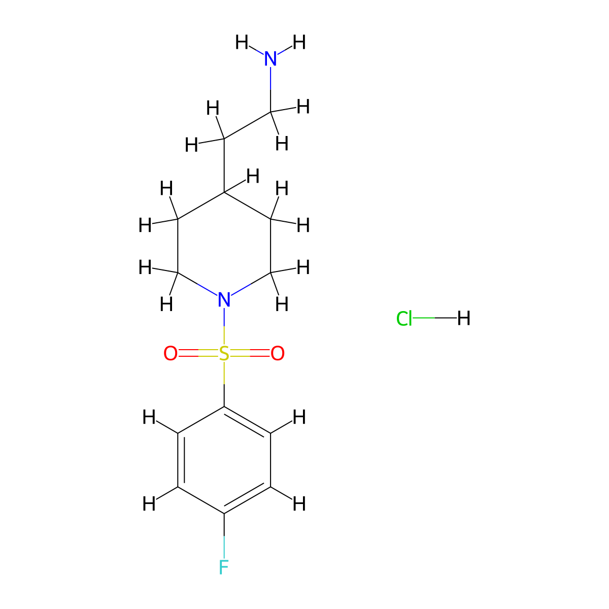 (2-{1-[(4-Fluorophenyl)sulfonyl]piperidin-4-yl}ethyl)amine hydrochloride molecular structure, CAS 1185298-49-0