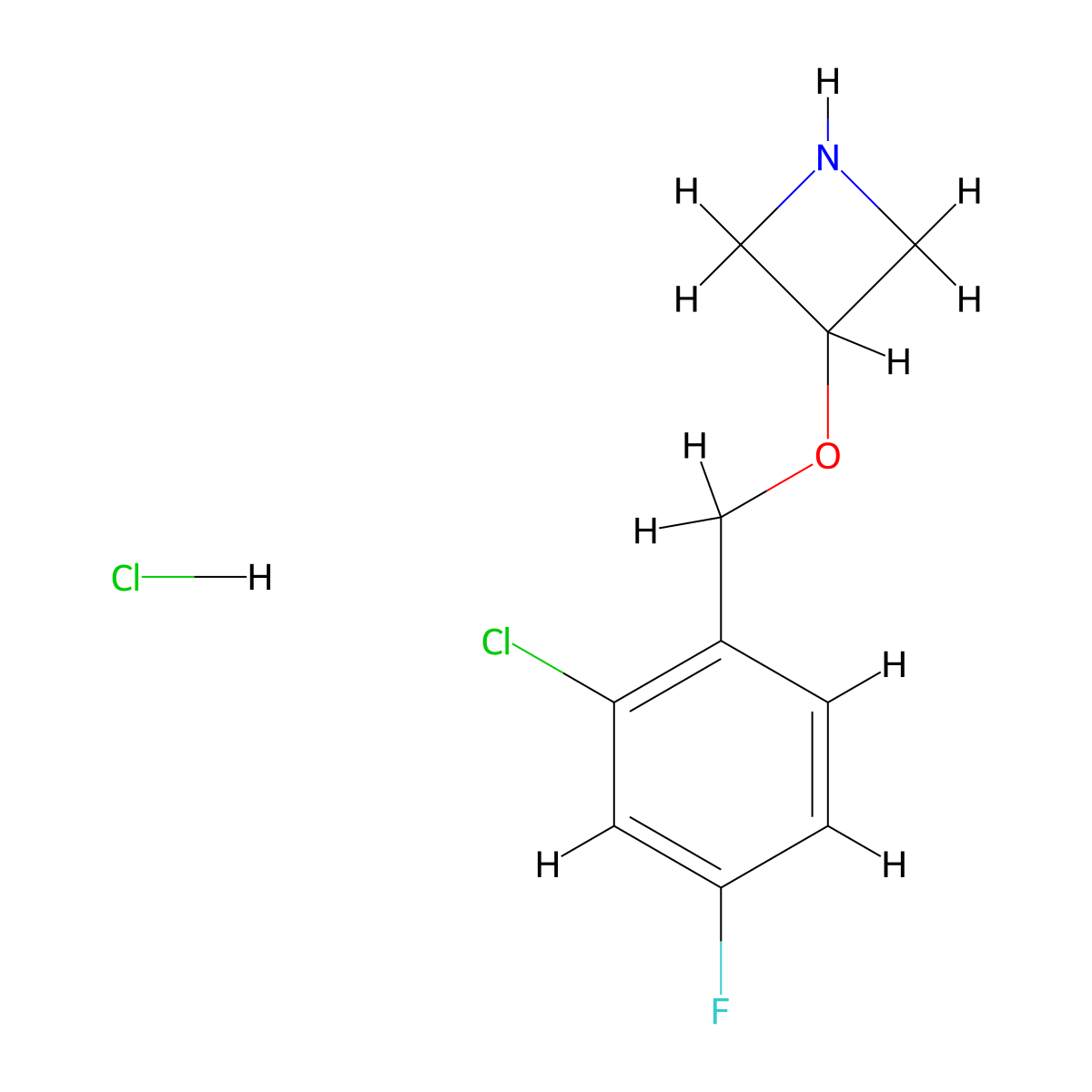 3-[(2-Chloro-4-fluorobenzyl)oxy]azetidine hydrochloride molecular structure, CAS 1185298-51-4