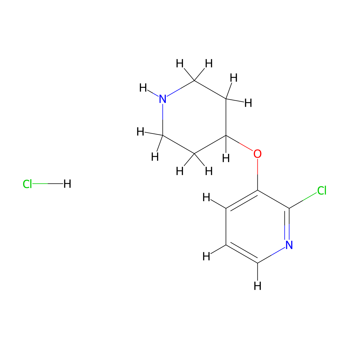 2-Chloro-3-(piperidin-4-yloxy)pyridine hydrochloride molecular structure, CAS 1185298-55-8