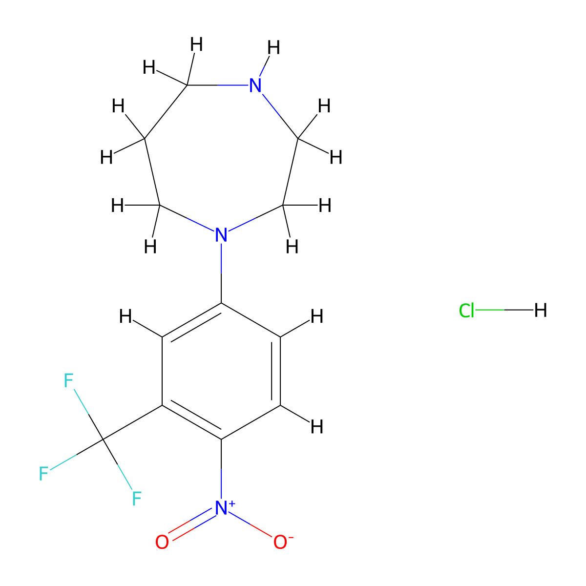 1-(4-Nitro-3-(trifluoromethyl)phenyl)-1,4-diazepane hydrochloride molecular structure, CAS 1185298-60-5