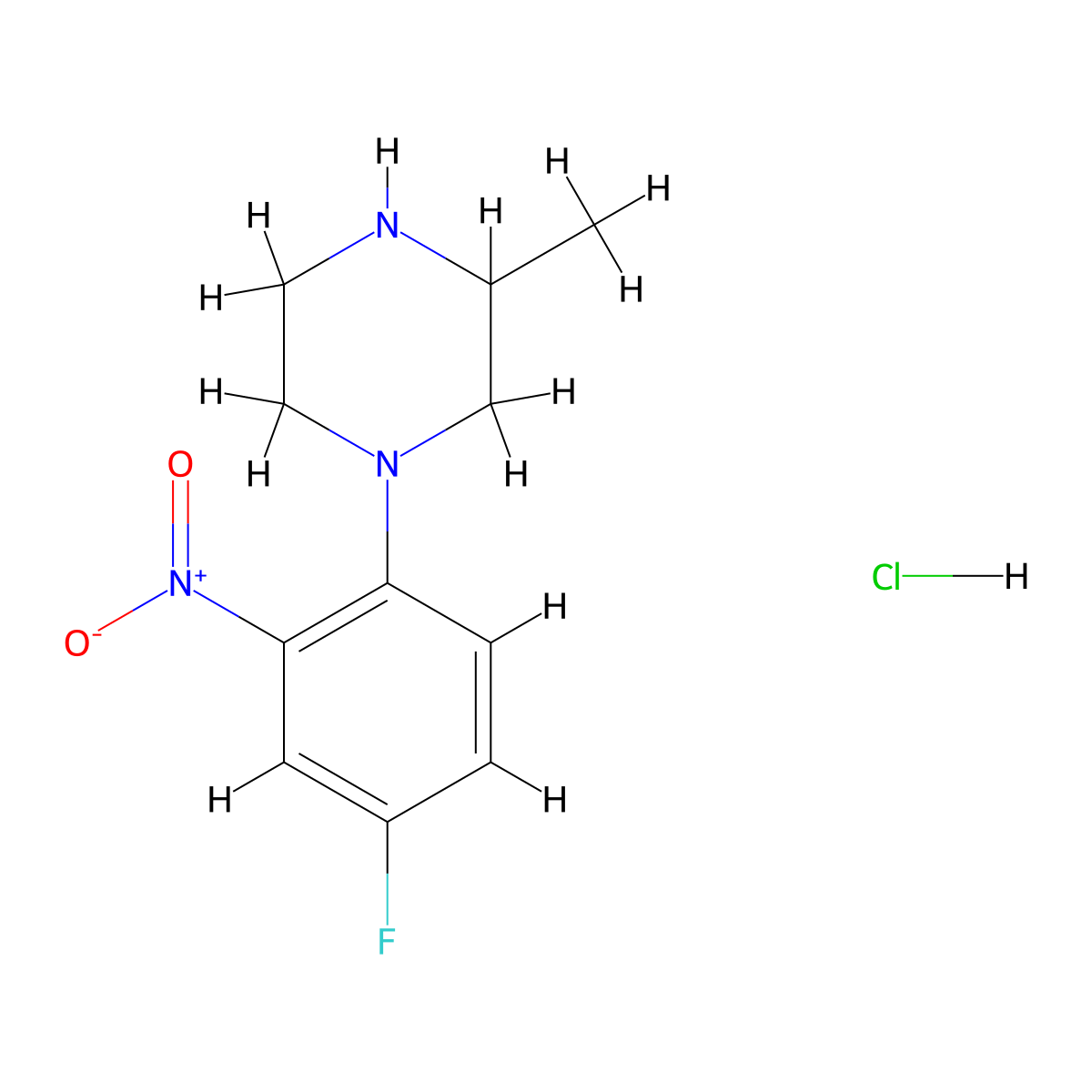 1-(4-Fluoro-2-nitrophenyl)-3-methylpiperazine hydrochloride molecular structure, CAS 1185298-63-8