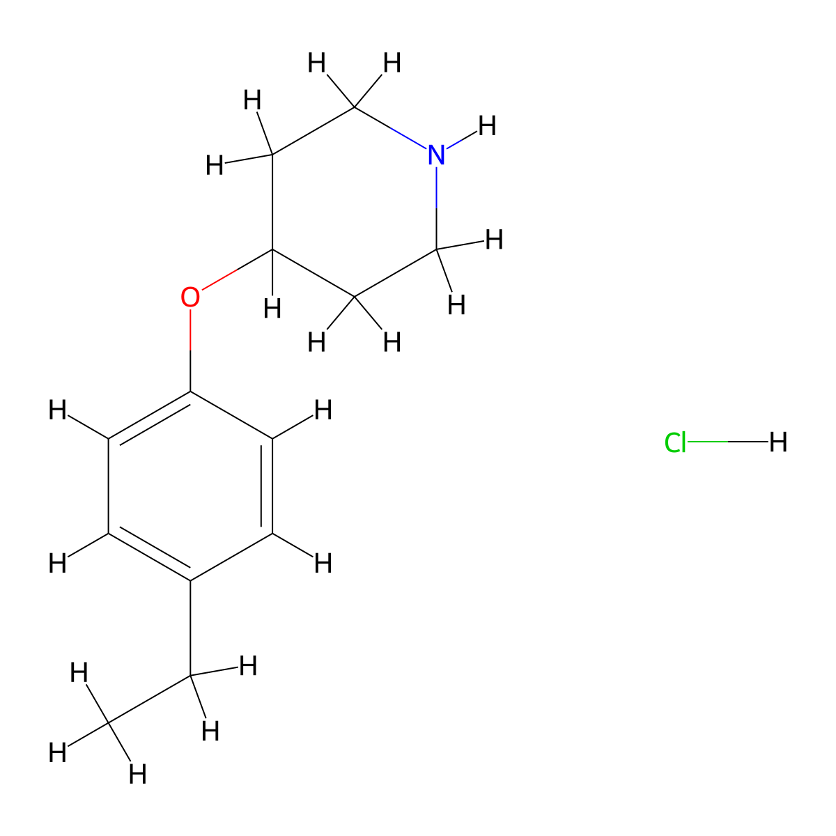 4-(4-Ethylphenoxy)piperidine hydrochloride molecular structure, CAS 1185298-66-1