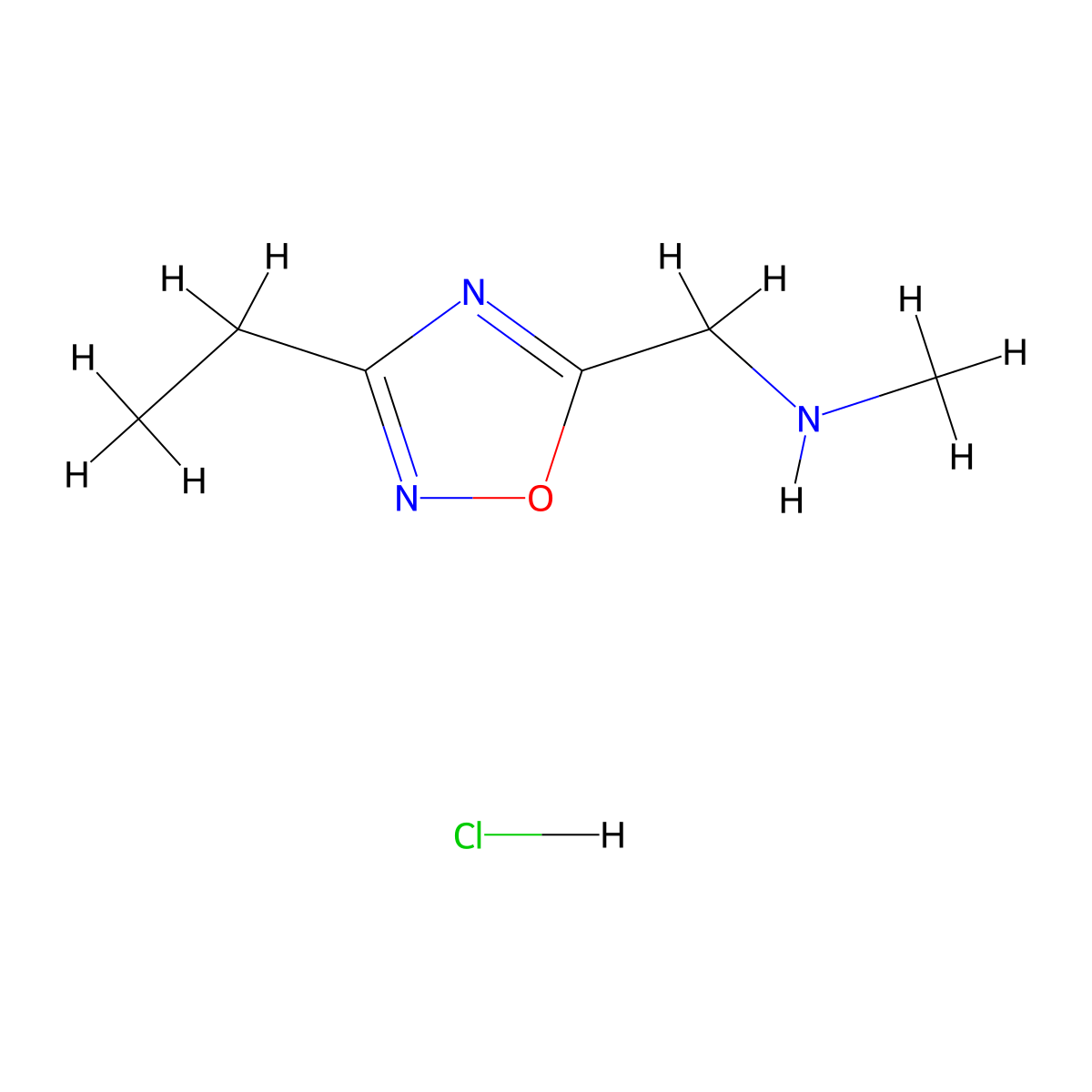 ((3-Ethyl-1,2,4-oxadiazol-5-yl)methyl)(methyl)amine hydrochloride molecular structure, CAS 1185298-74-1