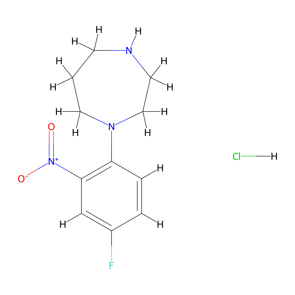 1-(4-Fluoro-2-nitrophenyl)-1,4-diazepane hydrochloride molecular structure, CAS 1185298-75-2