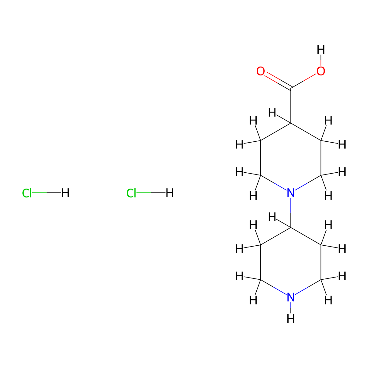 1,4'-Bipiperidine-4-carboxylic acid dihydrochloride molecular structure, CAS 1185298-80-9