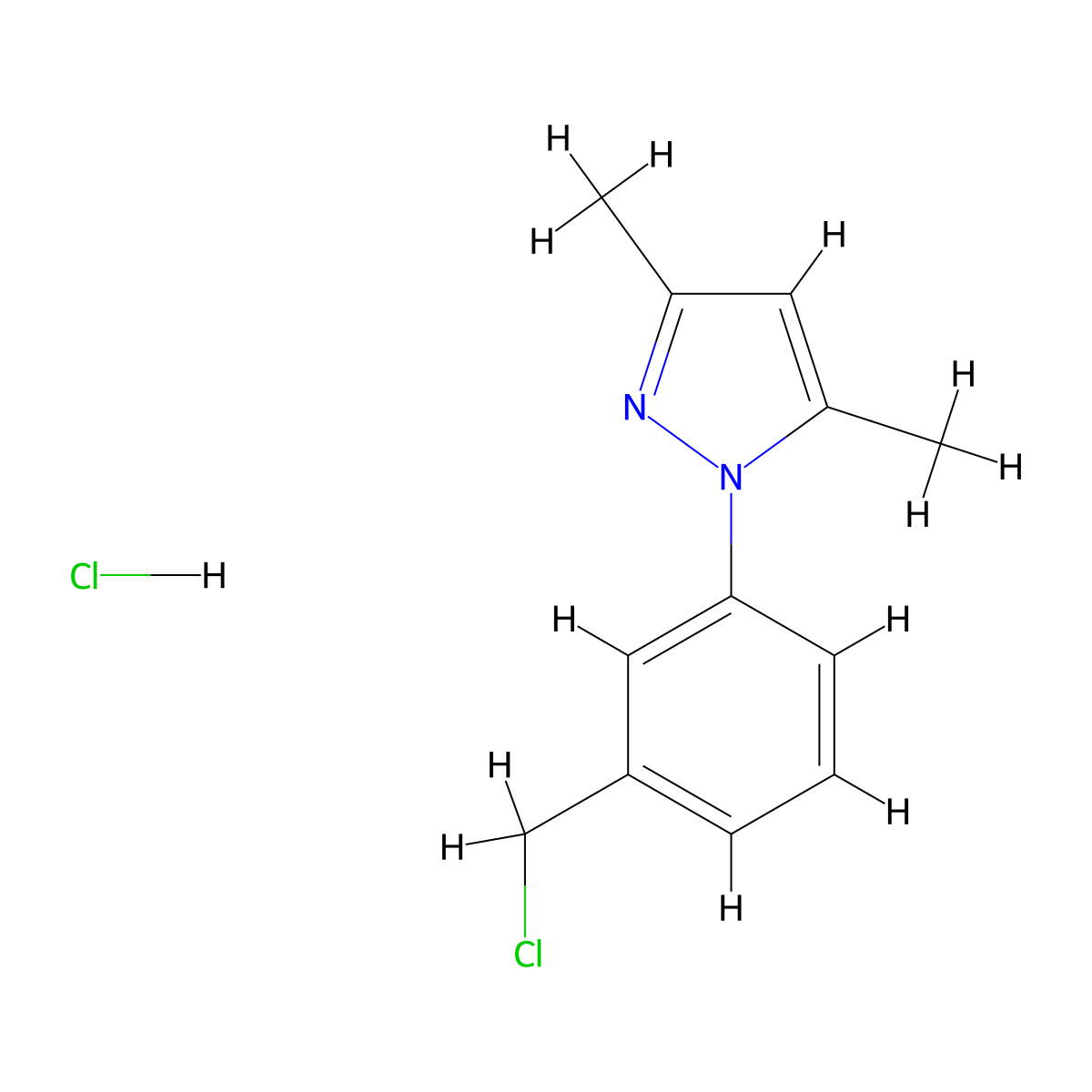 1-[3-(chloromethyl)phenyl]-3,5-dimethyl-1H-pyrazole hydrochloride molecular structure, CAS 1185298-82-1