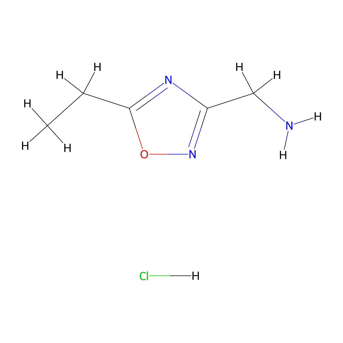 (5-Ethyl-1,2,4-oxadiazol-3-yl)methylamine hydrochloride molecular structure, CAS 1185298-83-2