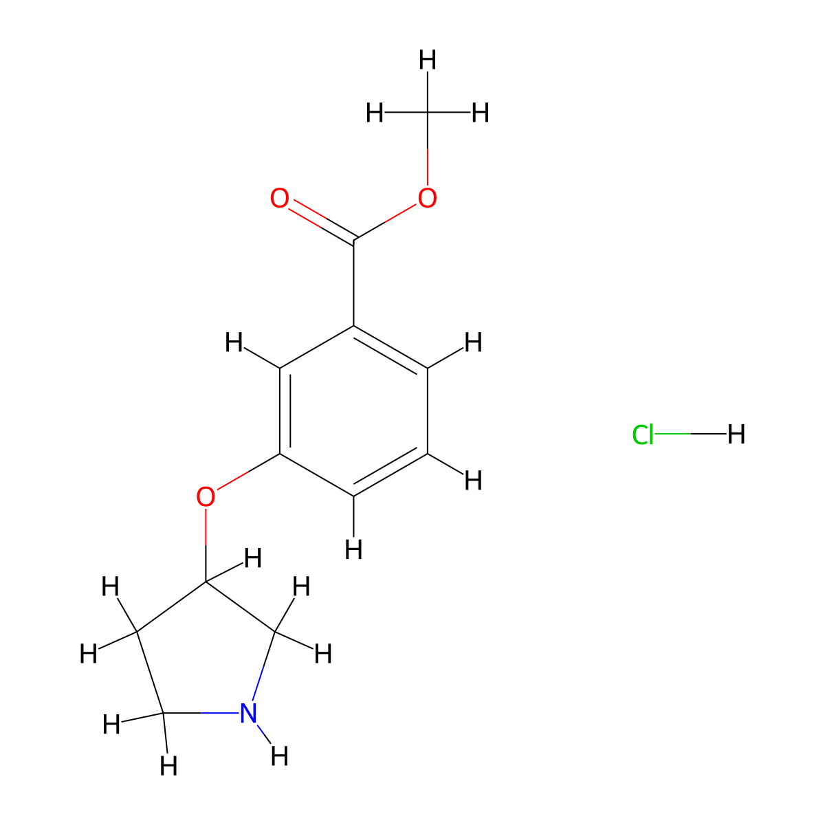 Methyl 3-(pyrrolidin-3-yloxy)benzoate hydrochloride molecular structure, CAS 1185298-84-3