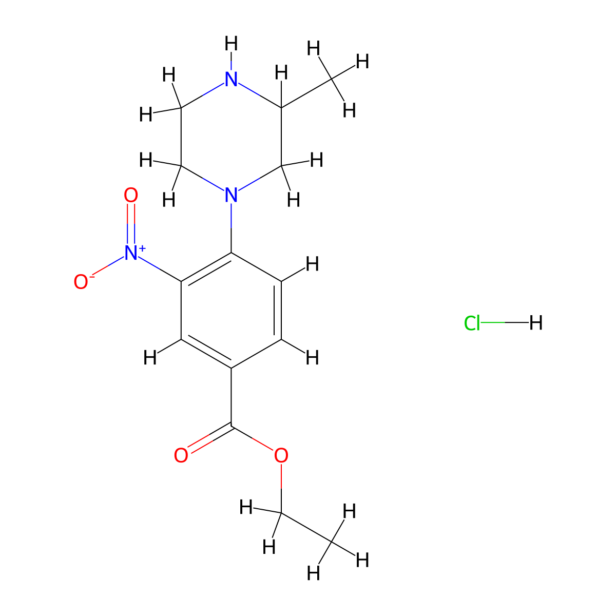Ethyl 4-(3-methylpiperazin-1-yl)-3-nitrobenzoate hydrochloride molecular structure, CAS 1185298-87-6