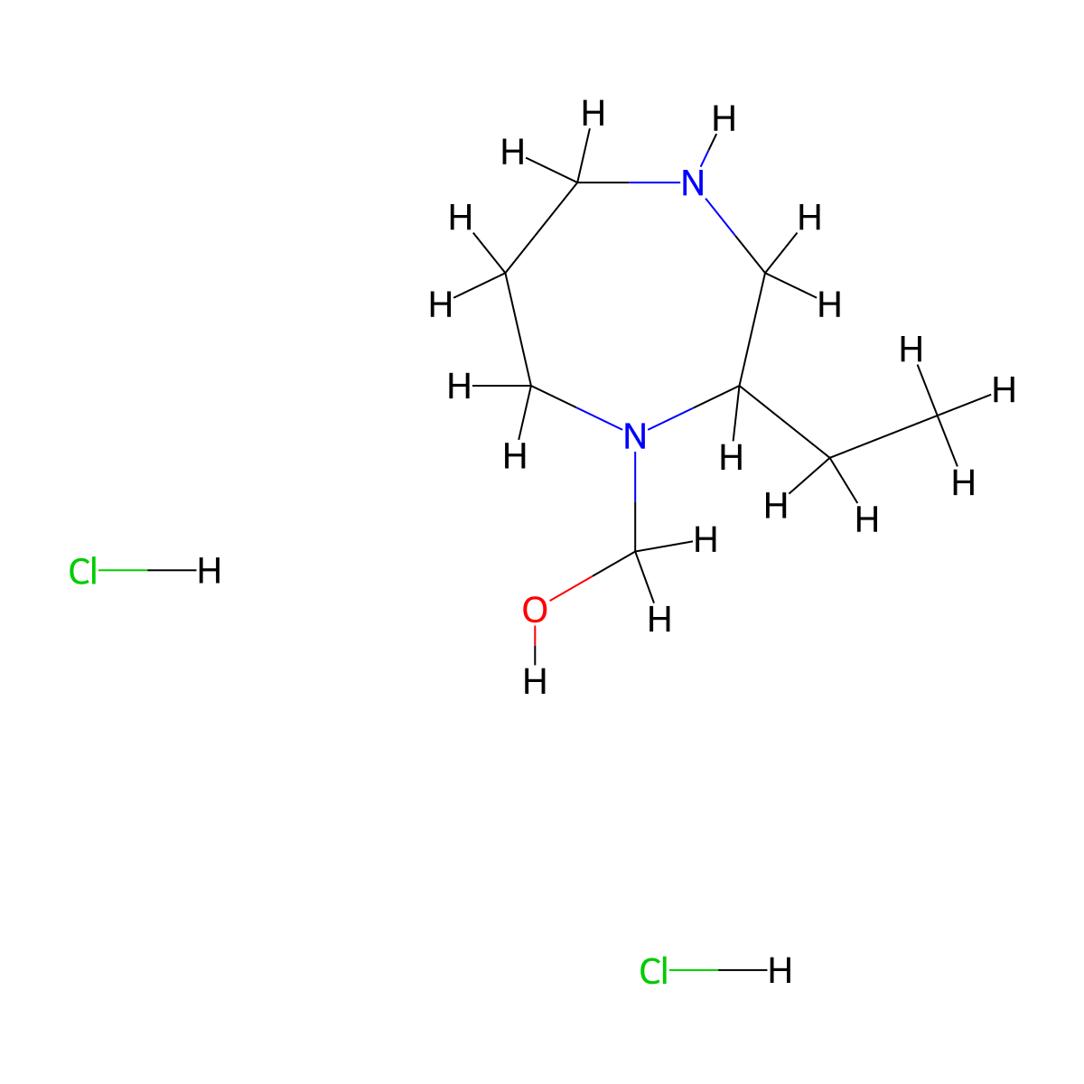 (2-Ethyl-1,4-diazepan-1-yl)methanol dihydrochloride molecular structure, CAS 1185298-88-7