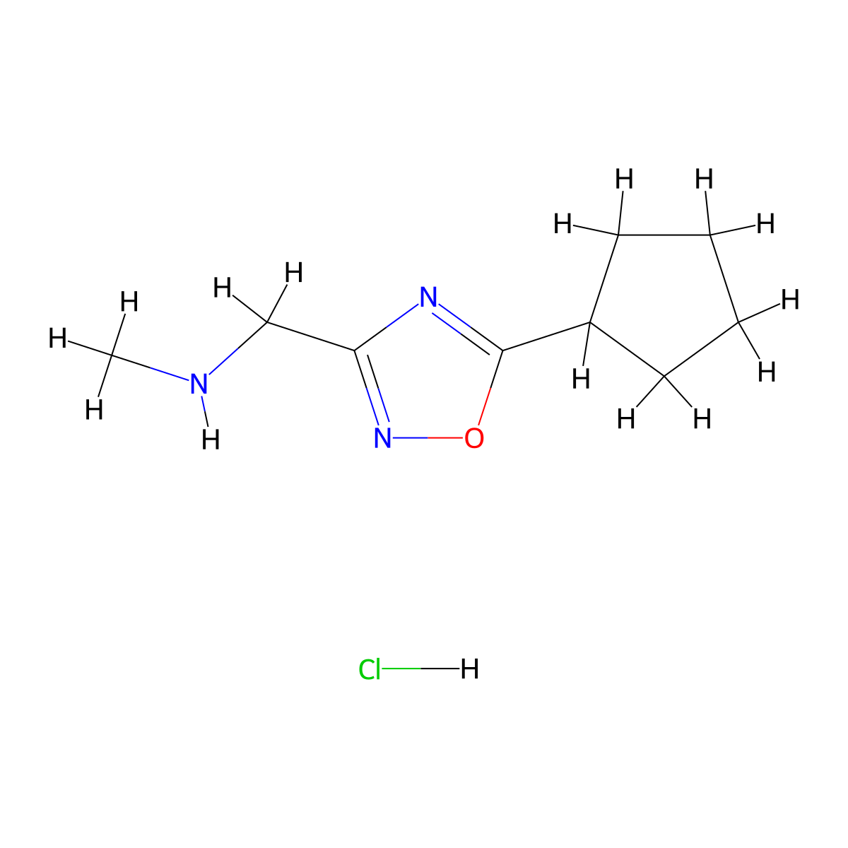 N-[(5-cyclopentyl-1,2,4-oxadiazol-3-yl)methyl]-N-methylamine hydrochloride molecular structure, CAS 1185299-06-2