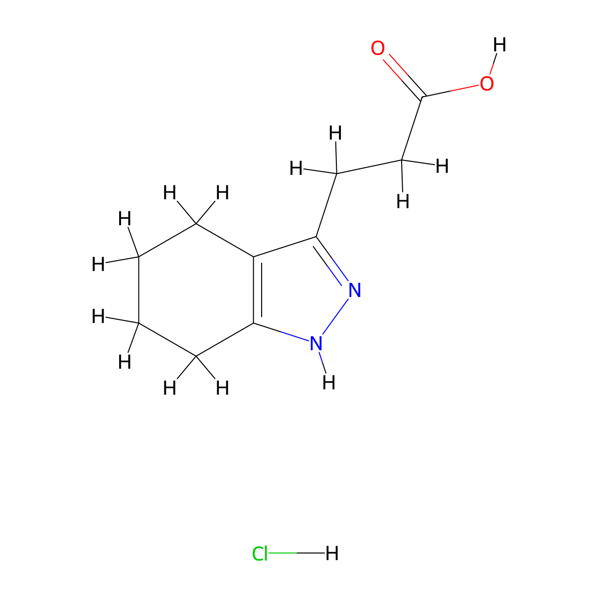 3-(4,5,6,7-tetrahydro-2H-indazol-3-yl)propanoic acid hydrochloride molecular structure, CAS 1185299-18-6