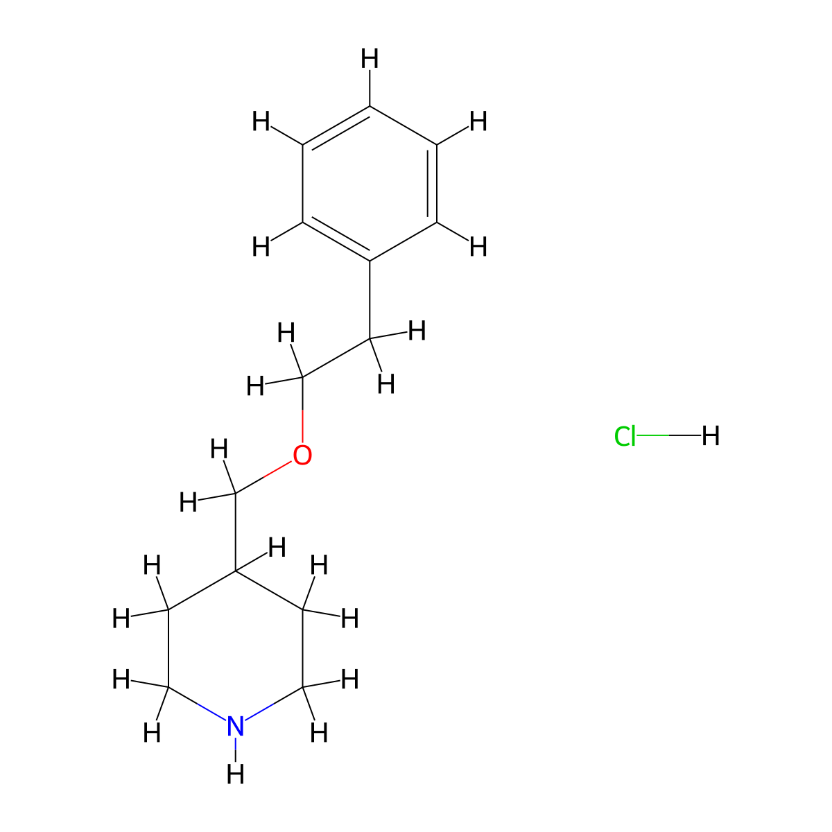 4-[(Phenethyloxy)methyl]piperidine hydrochloride molecular structure, CAS 1185299-23-3