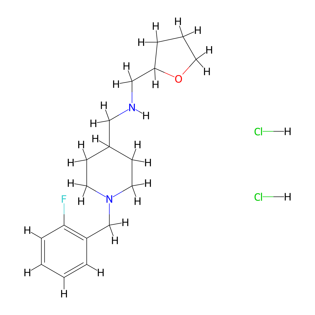 {[1-(2-Fluorobenzyl)piperidin-4-yl]methyl}(tetrahy-drofuran-2-ylmethyl)amine dihydrochloride molecular structure, CAS 1185299-26-6