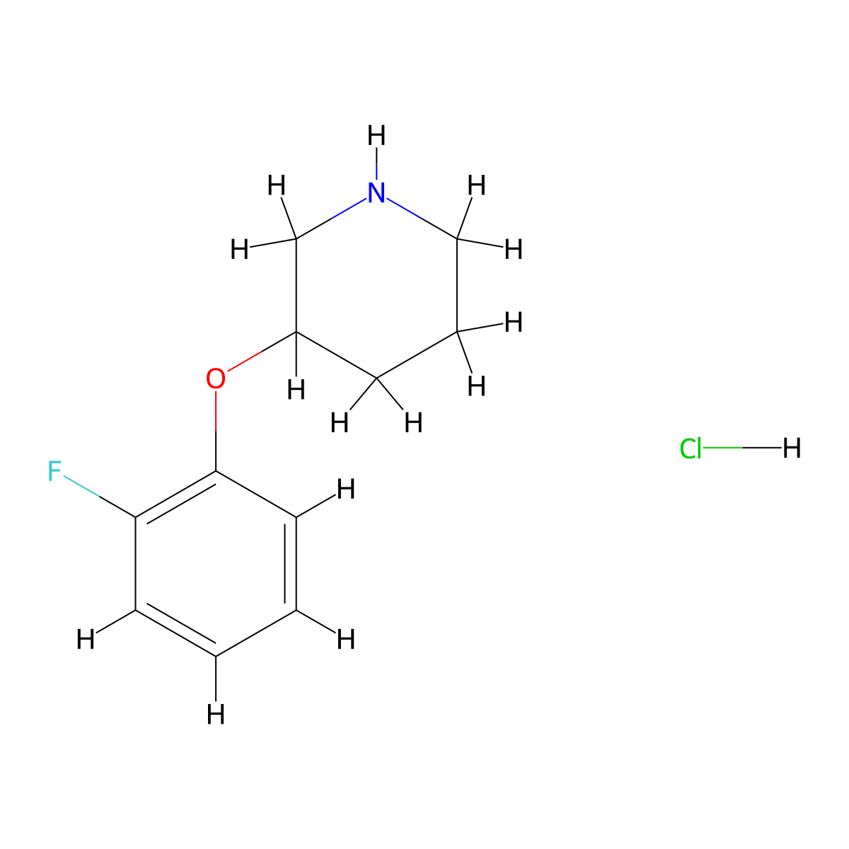 3-(2-Fluorophenoxy)piperidine hydrochloride molecular structure, CAS 1185299-30-2