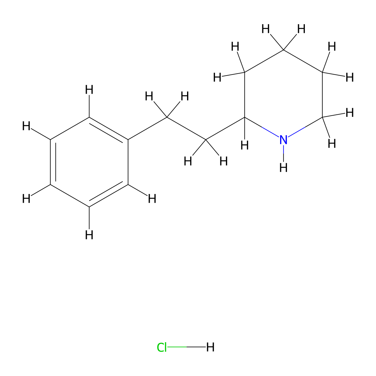 2-(2-Phenylethyl)piperidine hydrochloride molecular structure, CAS 1185299-32-4