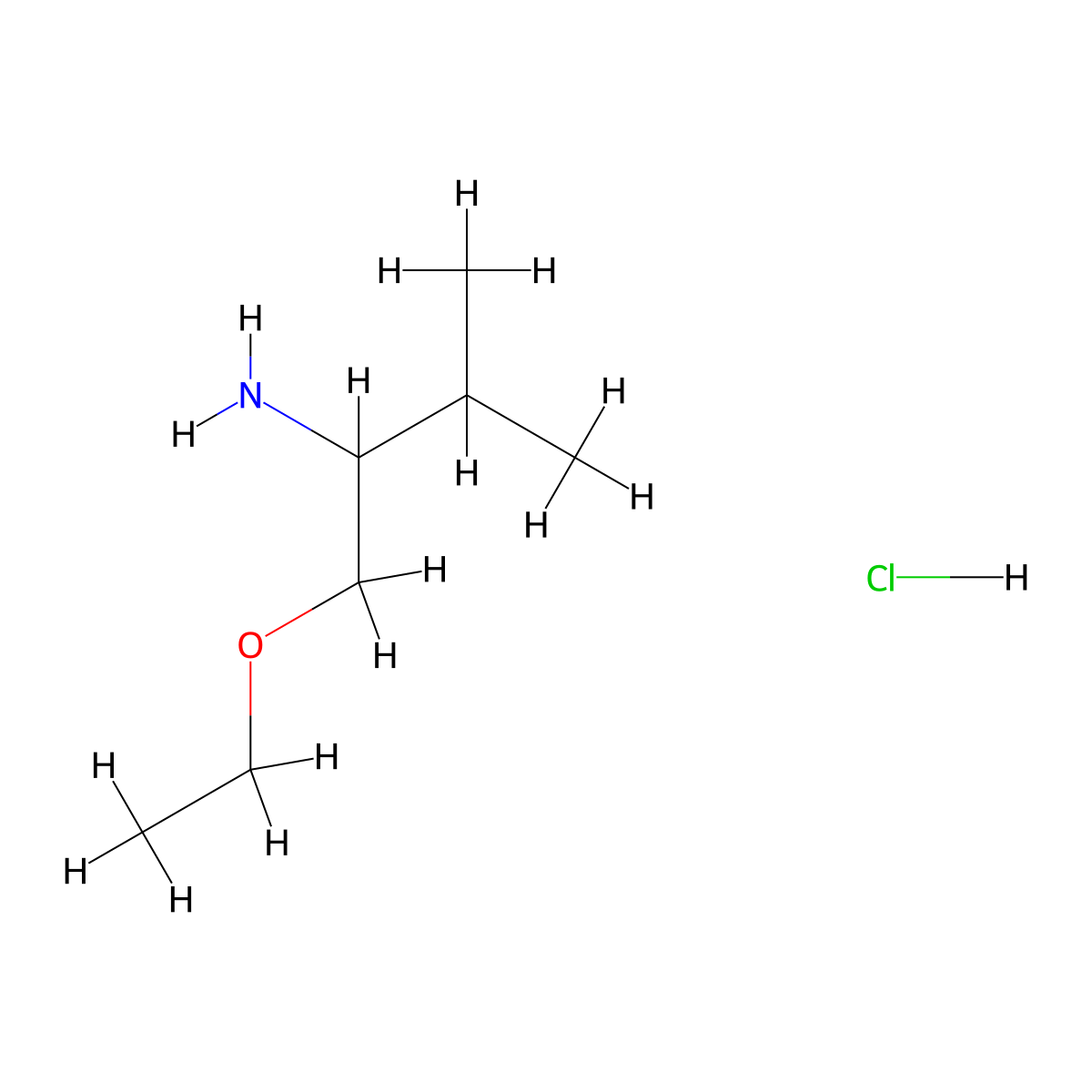 1-Ethoxy-3-methyl-2-butanamine hydrochloride molecular structure, CAS 1185299-36-8