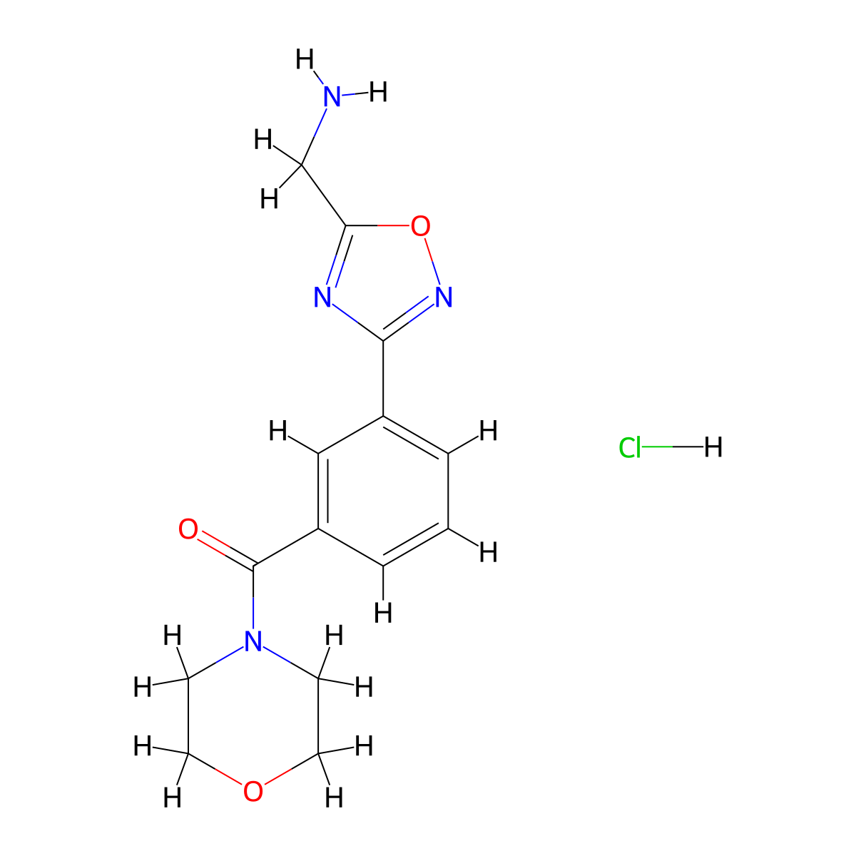 {3-[3-(Morpholin-4-ylcarbonyl)phenyl]-1,2,4-oxadiazol-5-yl}methylamine hydrochloride molecular structure, CAS 1185299-40-4