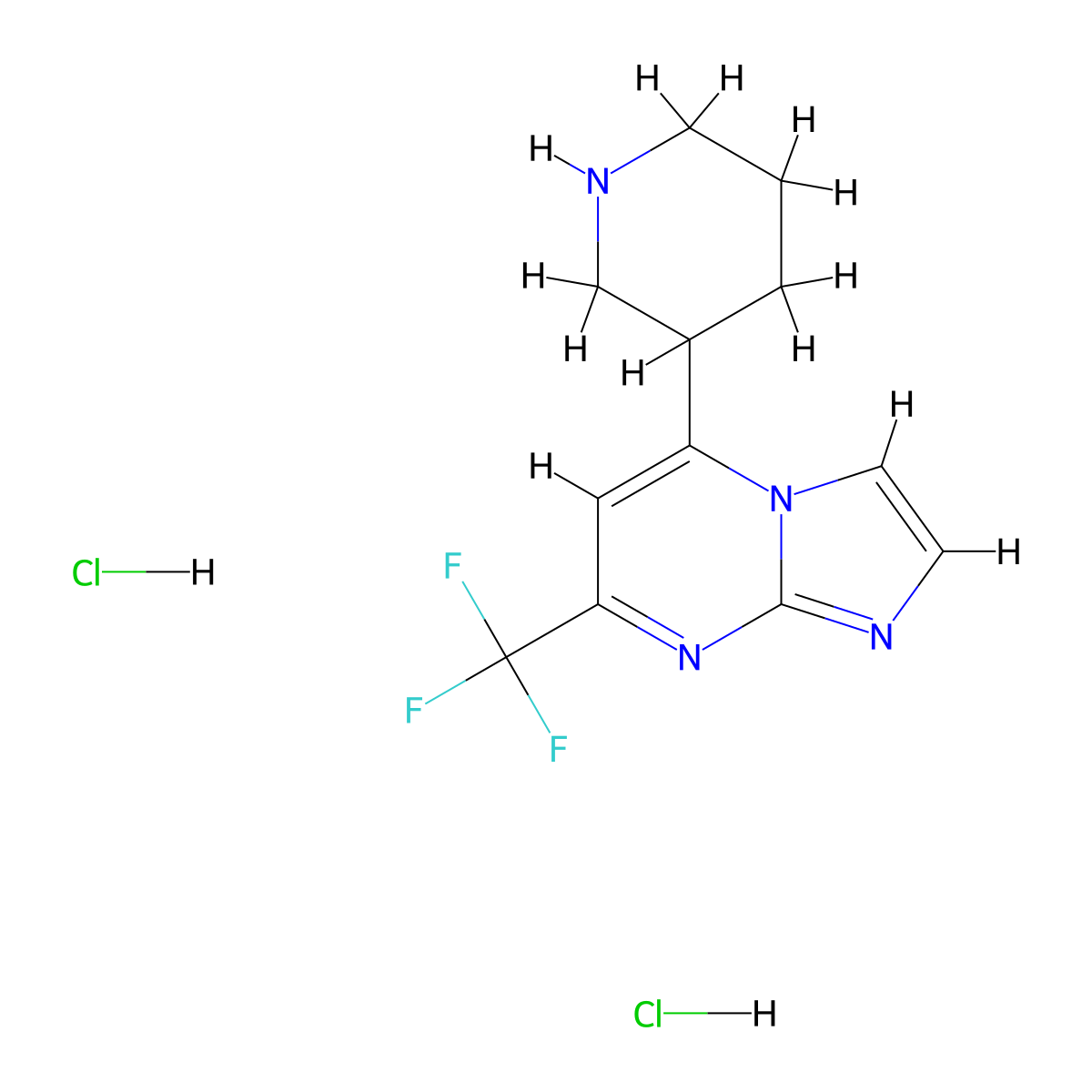 5-Piperidin-3-yl-7-trifluoromethyl-imidazo[1,2-a]-pyrimidine dihydrochloride molecular structure, CAS 1185299-45-9
