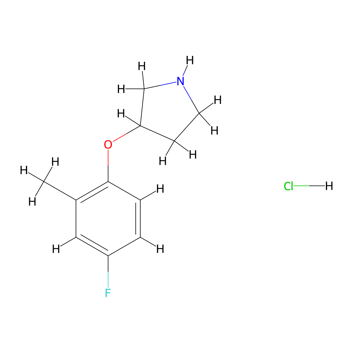 3-(4-Fluoro-2-methylphenoxy)pyrrolidine hydrochloride molecular structure, CAS 1185299-59-5