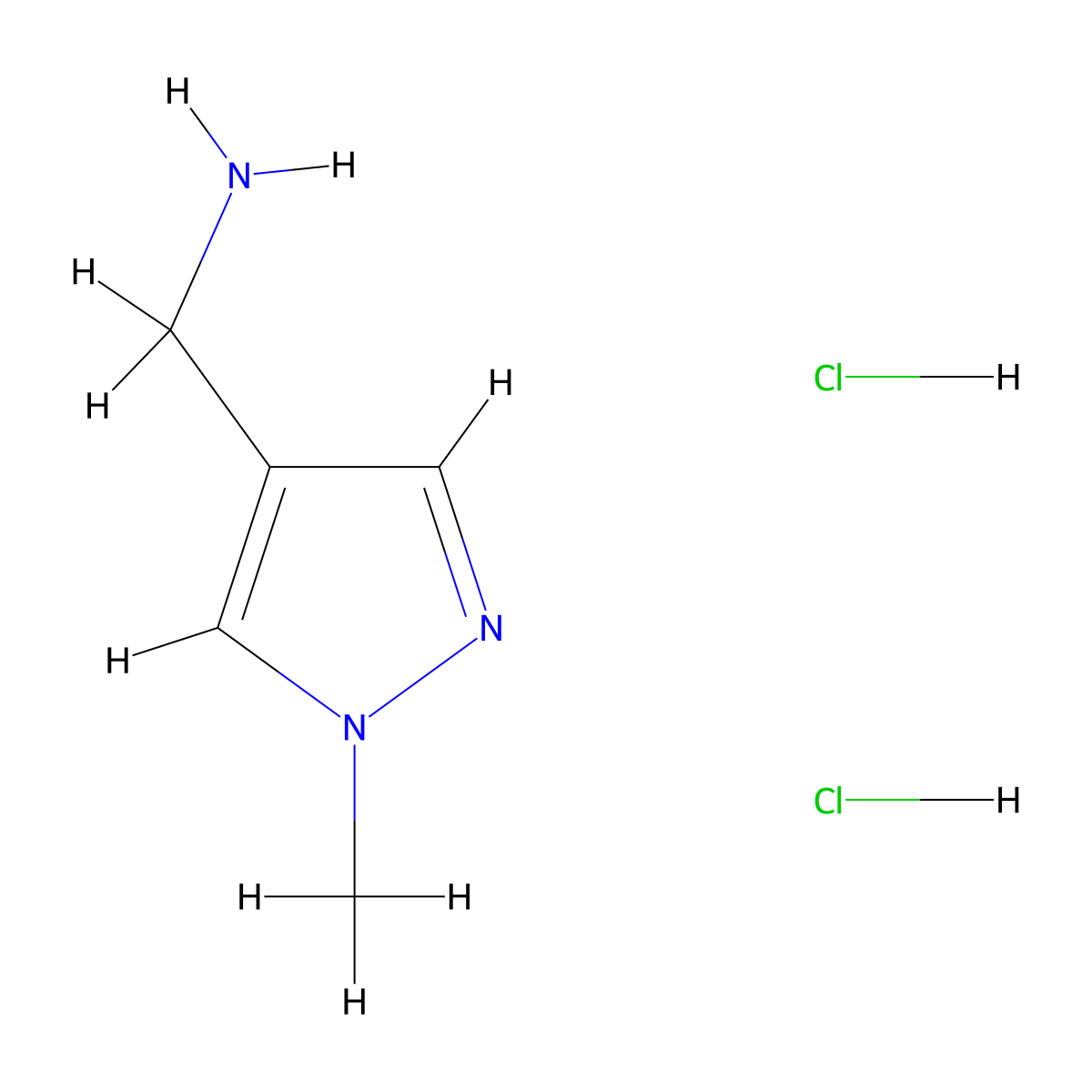 (1-Methyl-1H-pyrazol-4-yl)methanamine dihydrochloride molecular structure, CAS 1185299-72-2