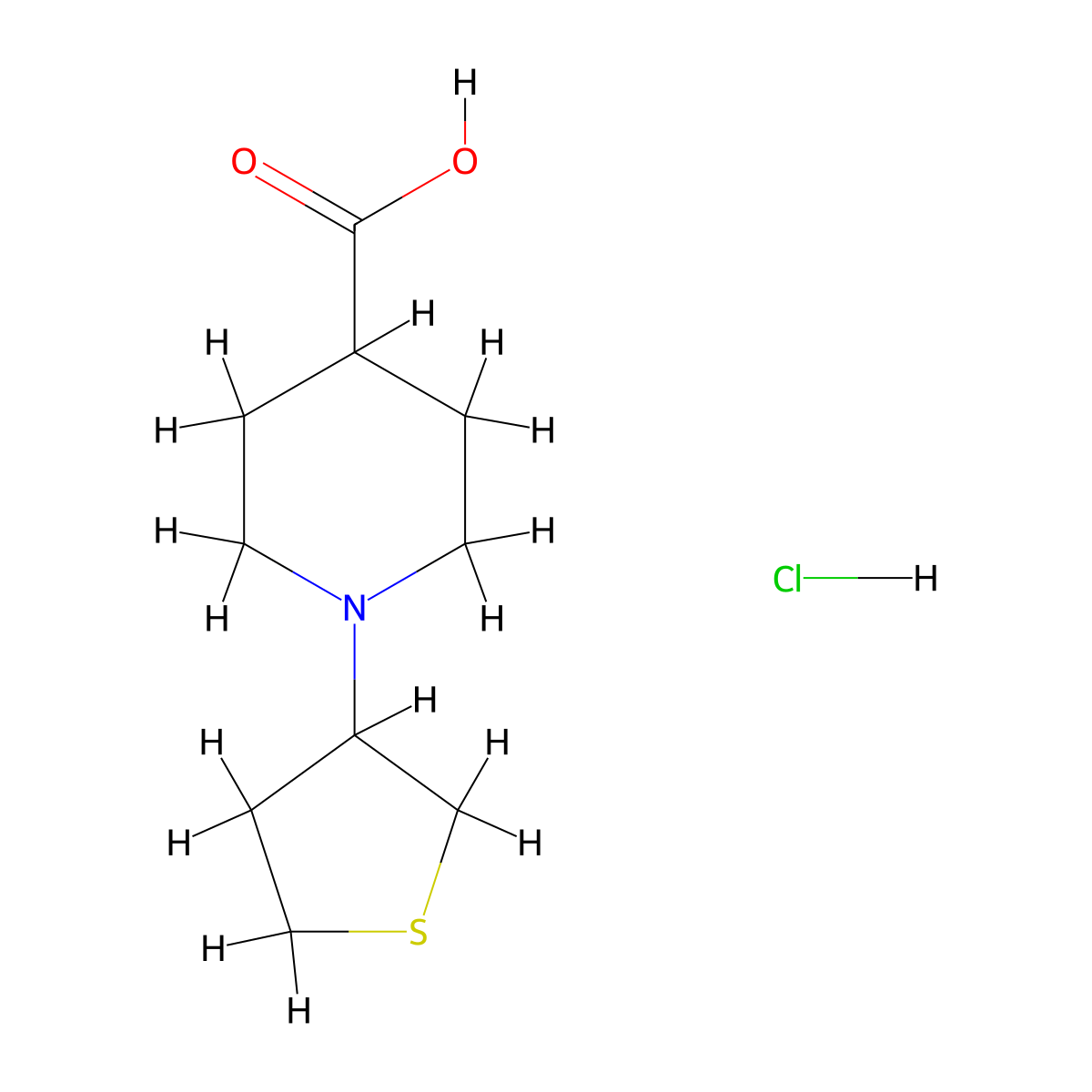 1-(Thiolan-3-yl)piperidine-4-carboxylic acid hydrochloride molecular structure, CAS 1185299-73-3