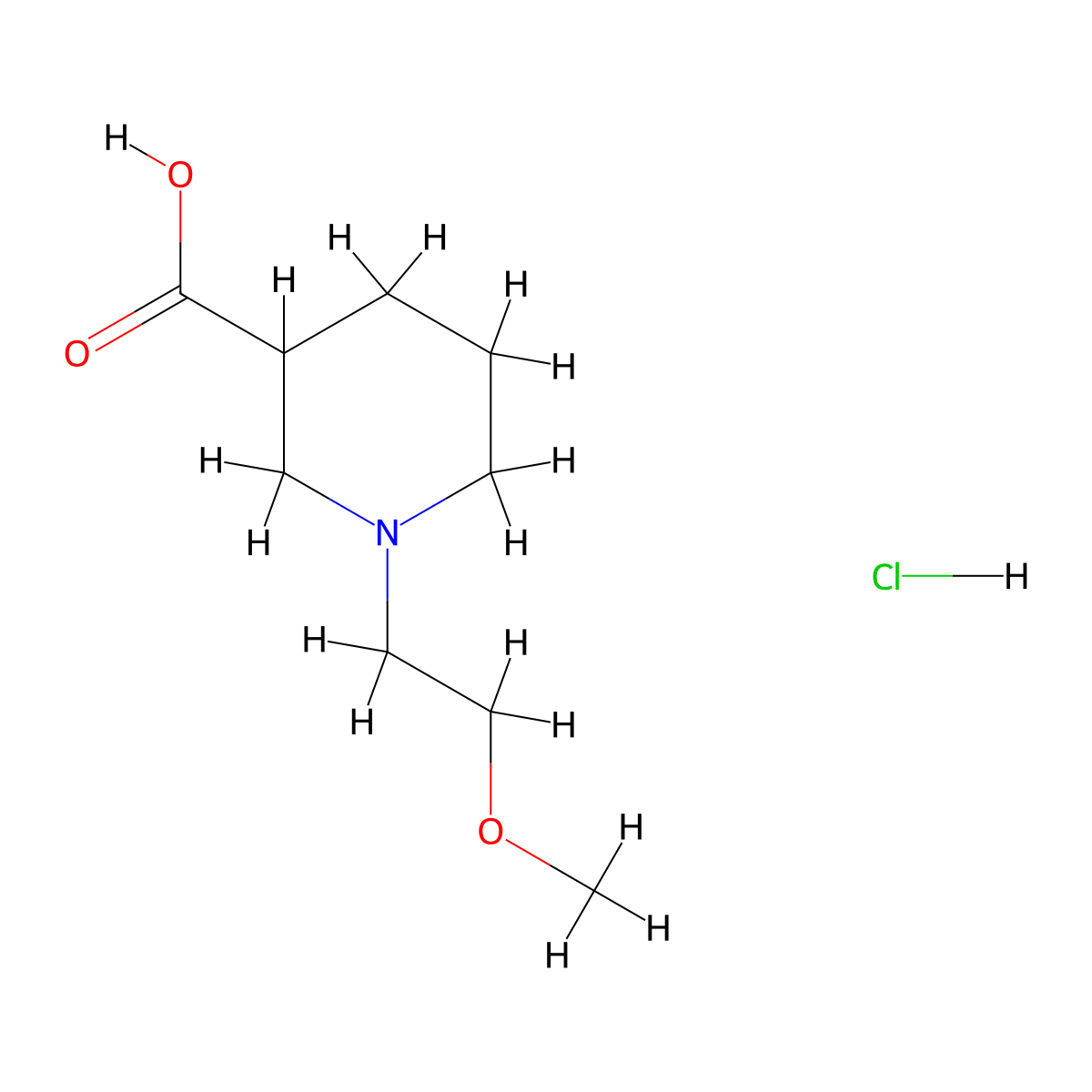 1-(2-Methoxyethyl)piperidine-3-carboxylic acid hydrochloride molecular structure, CAS 1185299-82-4