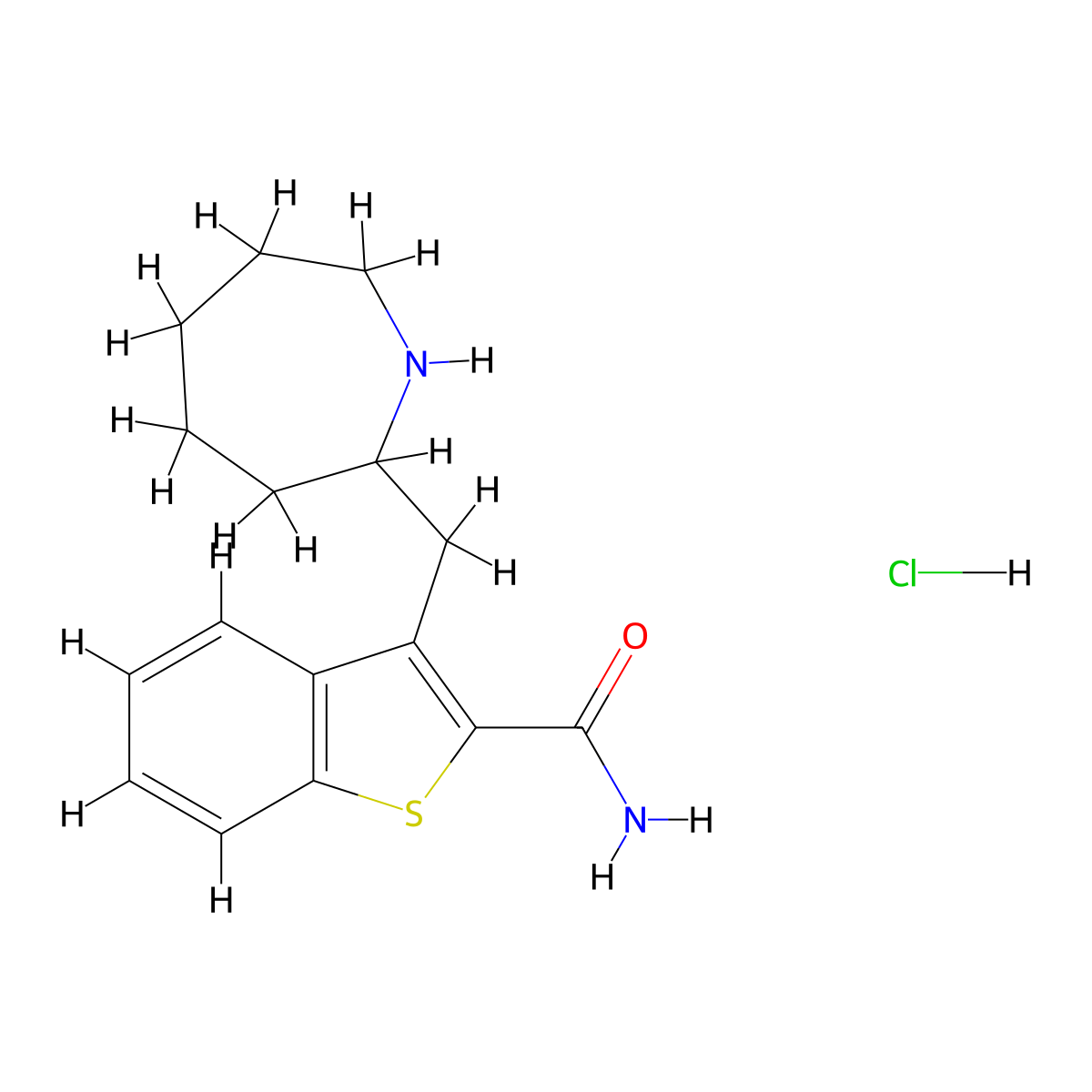 3-Azepan-2-ylmethyl-benzo[b]thiophene-2-carboxylic acid amide hydrochloride molecular structure, CAS 1185299-84-6