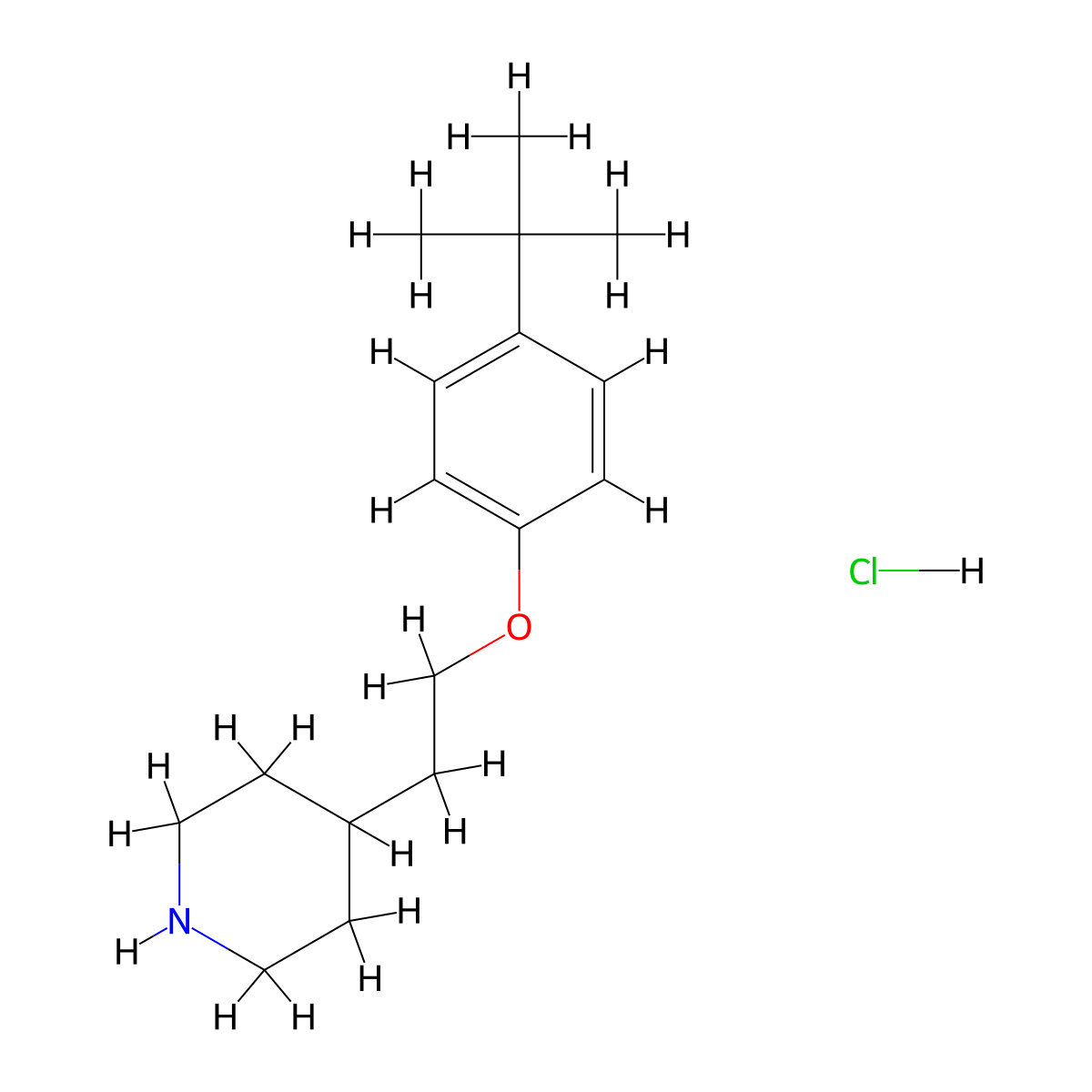 4-{2-[4-(tert-Butyl)phenoxy]ethyl}piperidine hydrochloride molecular structure, CAS 1185299-88-0