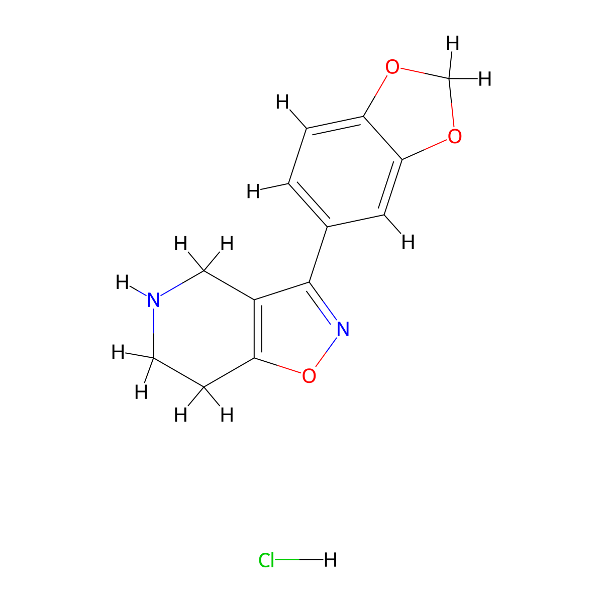 3-Benzo[1,3]dioxol-5-yl-4,5,6,7-tetrahydro-isoxazolo[4,5-c]pyridine hydrochloride molecular structure, CAS 1185299-90-4