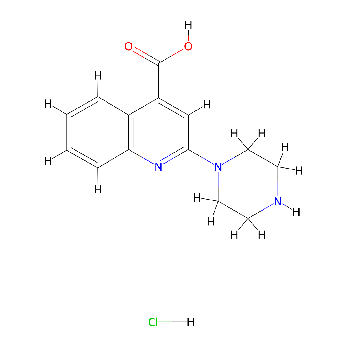 2-Piperazin-1-yl-quinoline-4-carboxylic acid hydrochloride molecular structure, CAS 1185299-92-6