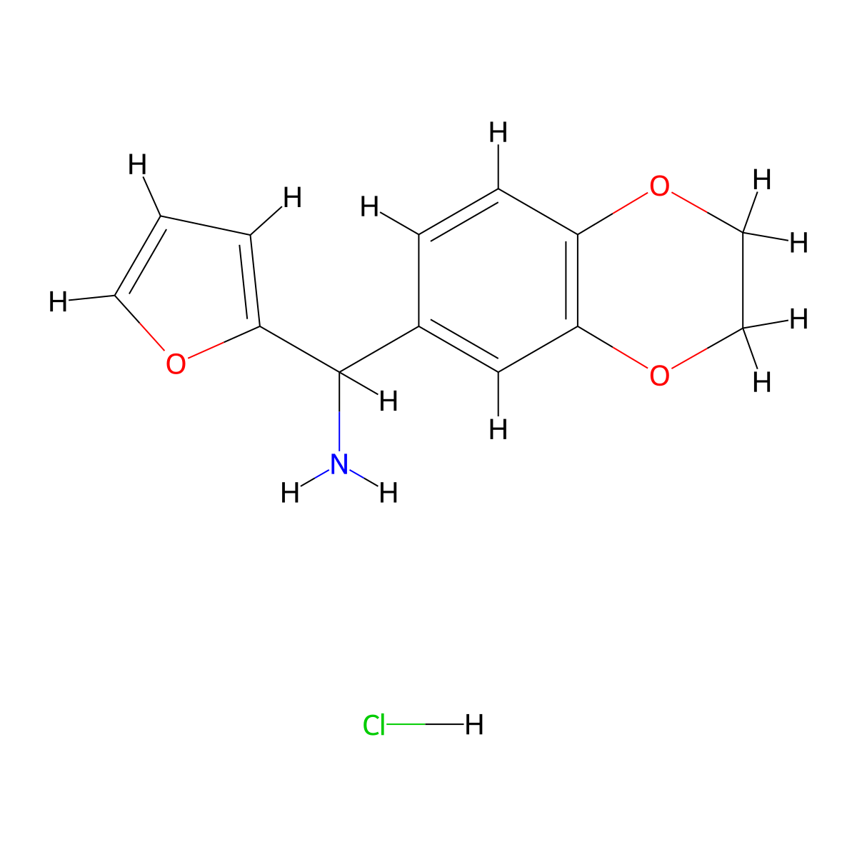 C-(2,3-Dihydro-benzo[1,4]dioxin-6-yl)-C-furan-2-yl-methylamine hydrochloride molecular structure, CAS 1185300-02-0