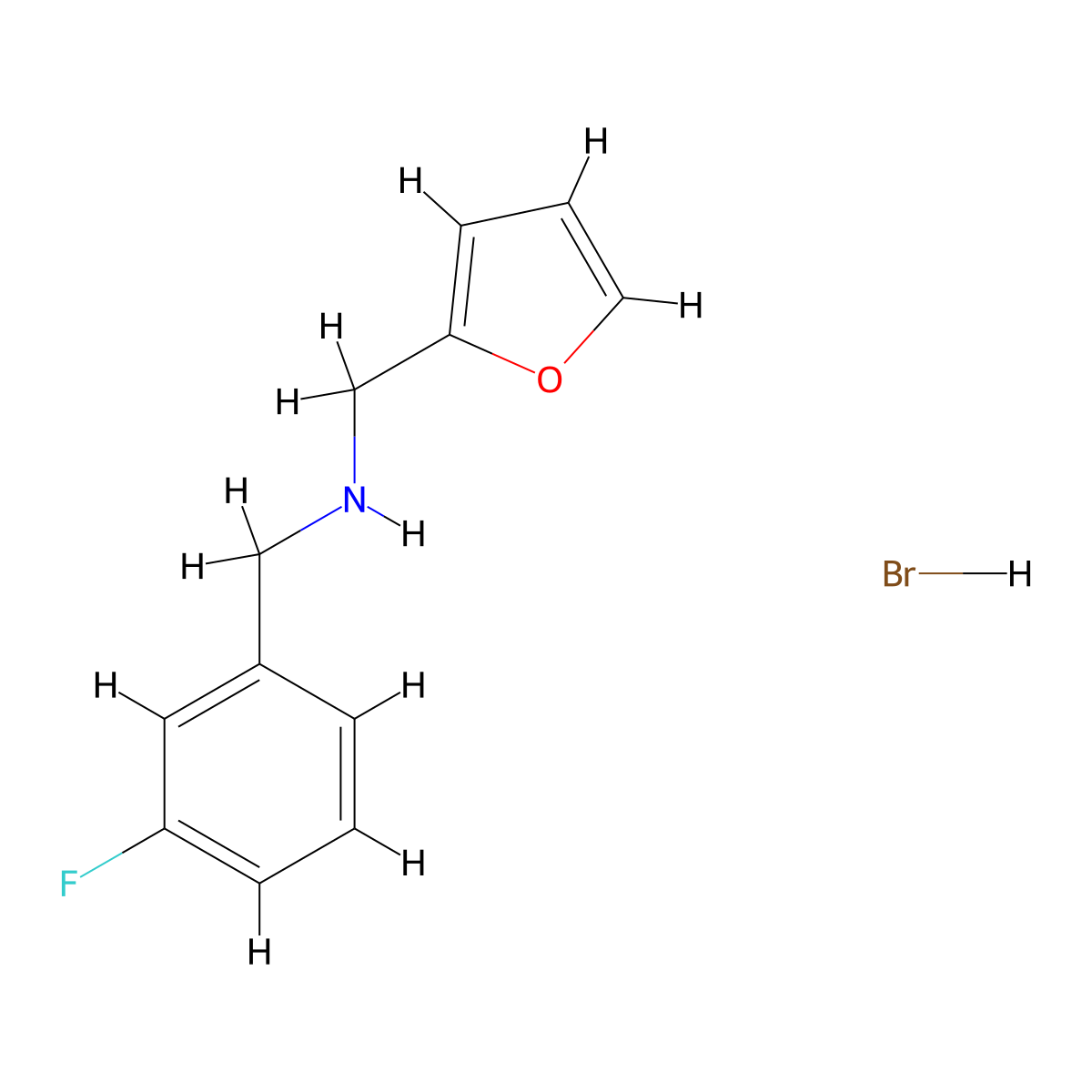(3-Fluoro-benzyl)-furan-2-ylmethyl-amine hydrobromide molecular structure, CAS 1185300-07-5