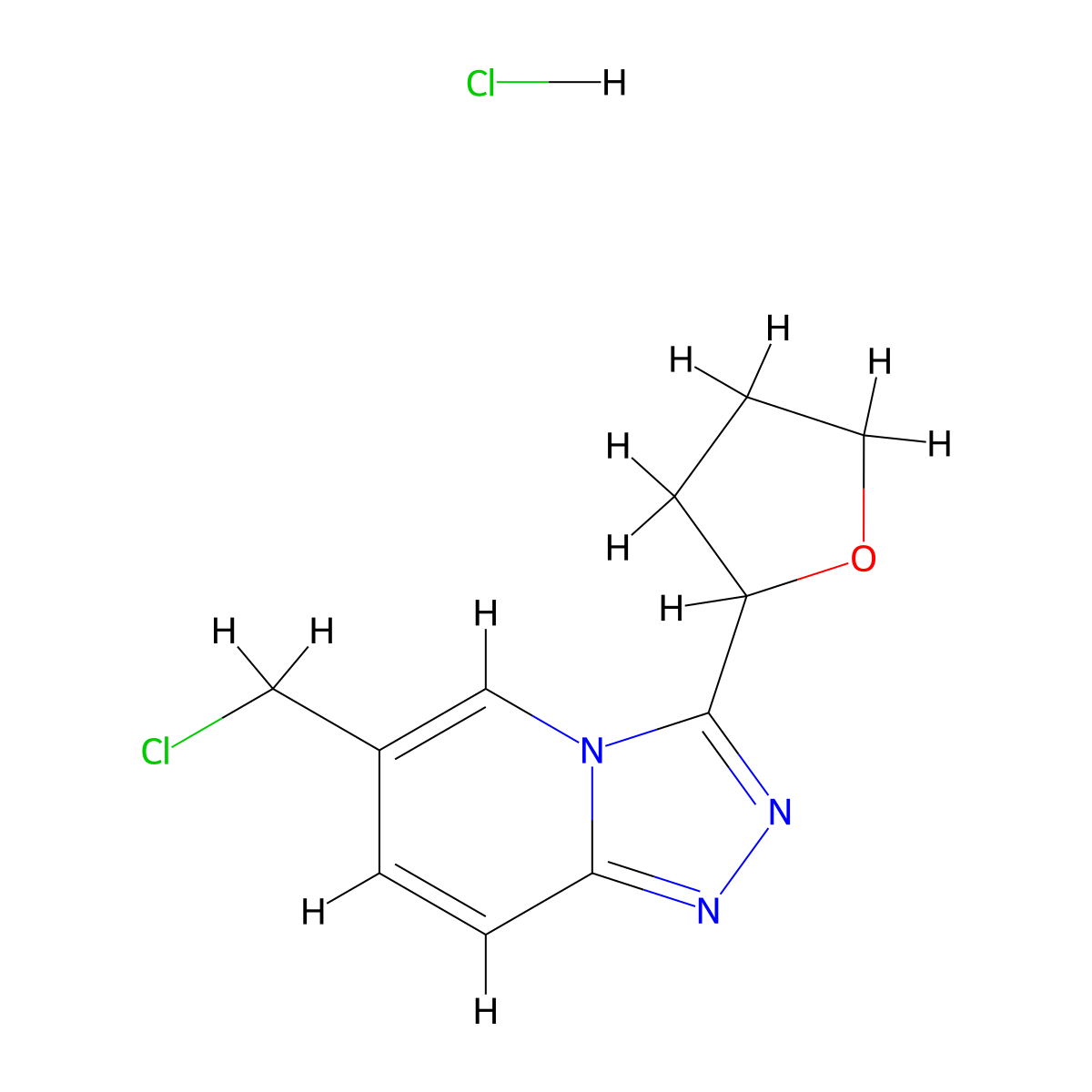6-(Chloromethyl)-3-tetrahydrofuran-2-yl[1,2,4]triazolo[4,3-a]pyridine hydrochloride molecular structure, CAS 1185300-47-3