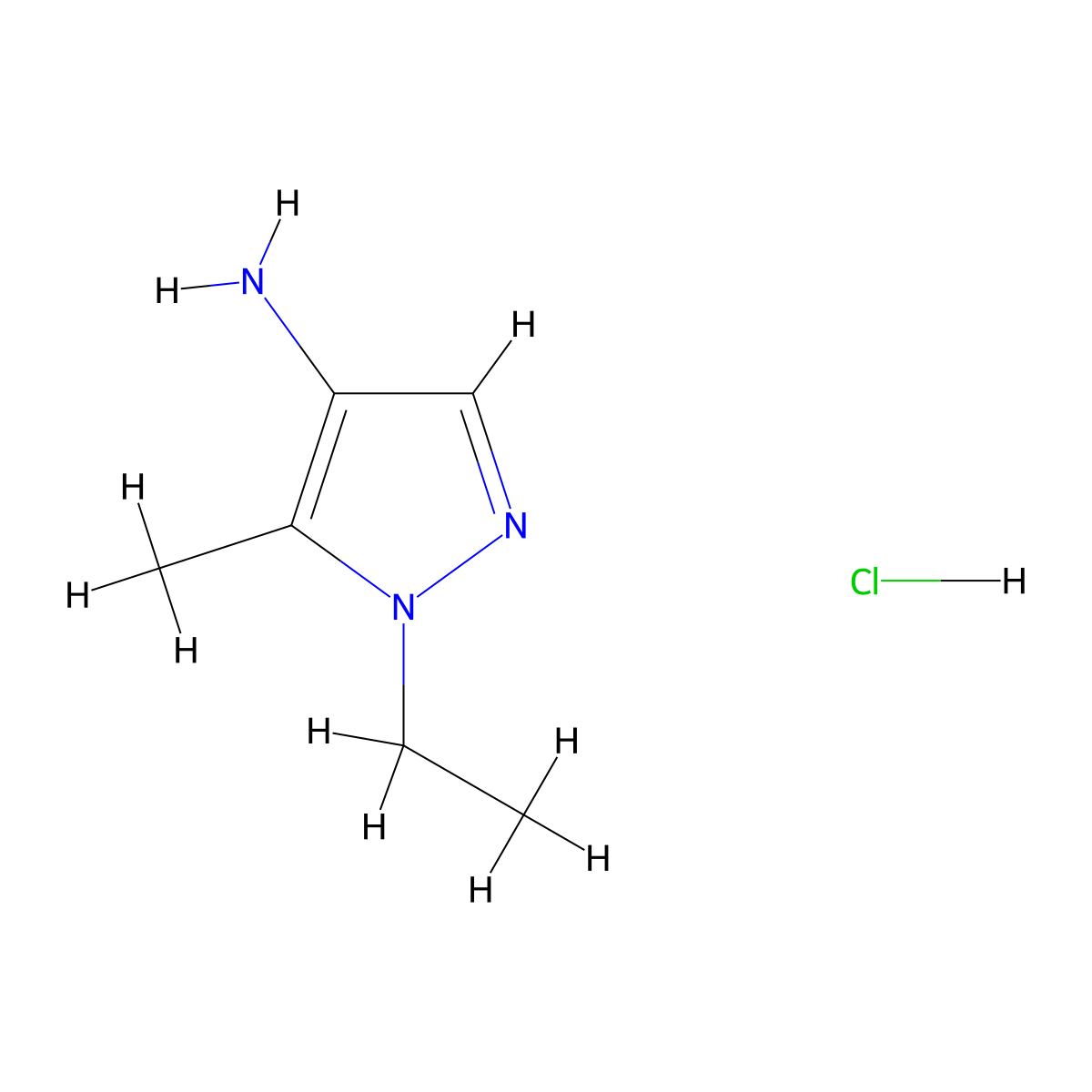 1-Ethyl-5-methyl-1H-pyrazol-4-amine hydrochloride molecular structure, CAS 1185300-50-8