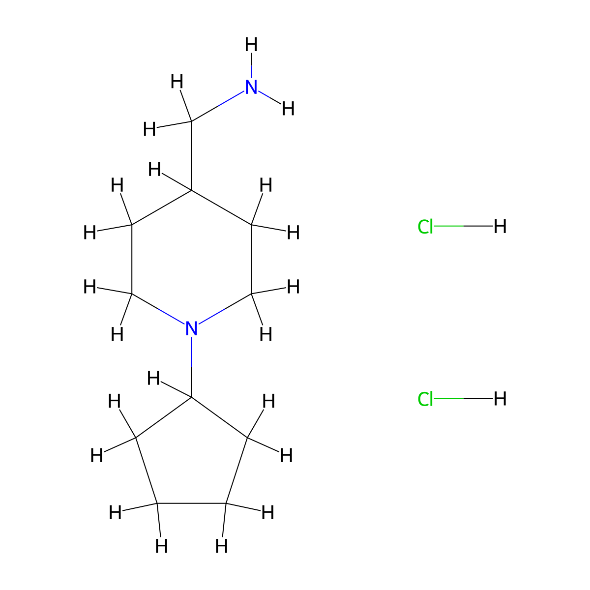 (1-Cyclopentylpiperidin-4-yl)methanamine dihydrochloride molecular structure, CAS 1185300-51-9