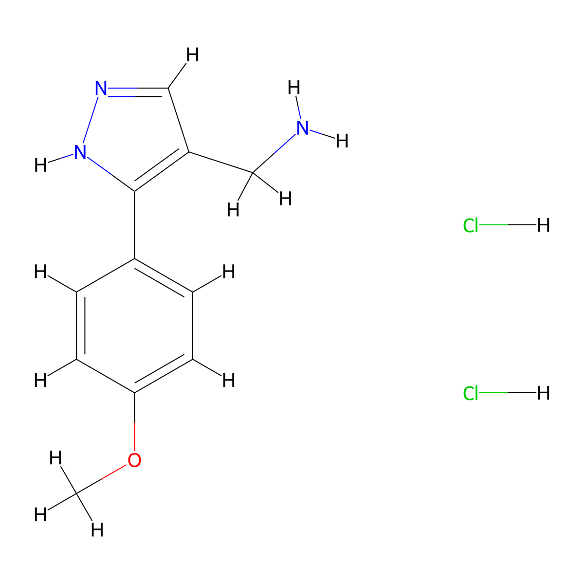 {[3-(4-Methoxyphenyl)-1H-pyrazol-4-YL]-methyl}amine dihydrochloride molecular structure, CAS 1185300-56-4
