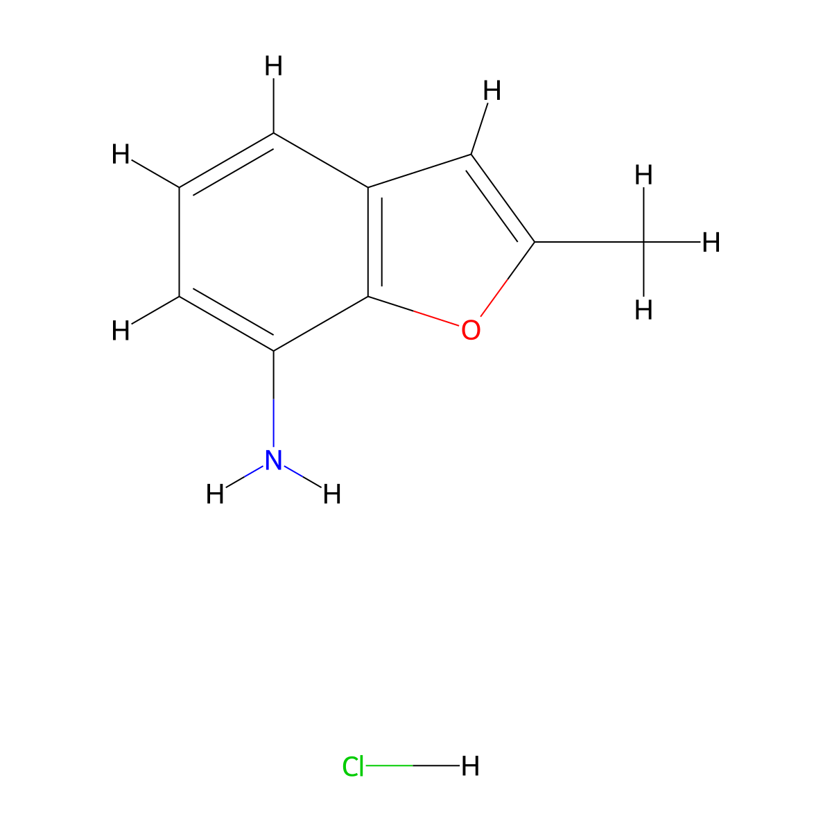 2-Methyl-benzofuran-7-ylamine hydrochloride molecular structure, CAS 1185300-60-0