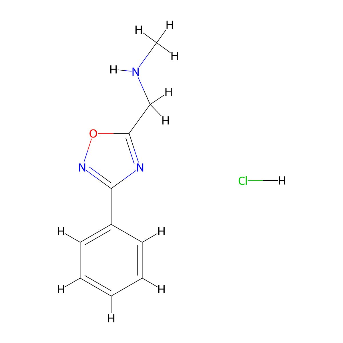 Methyl((3-phenyl-1,2,4-oxadiazol-5-yl)methyl)amine hydrochloride molecular structure, CAS 1185300-67-7