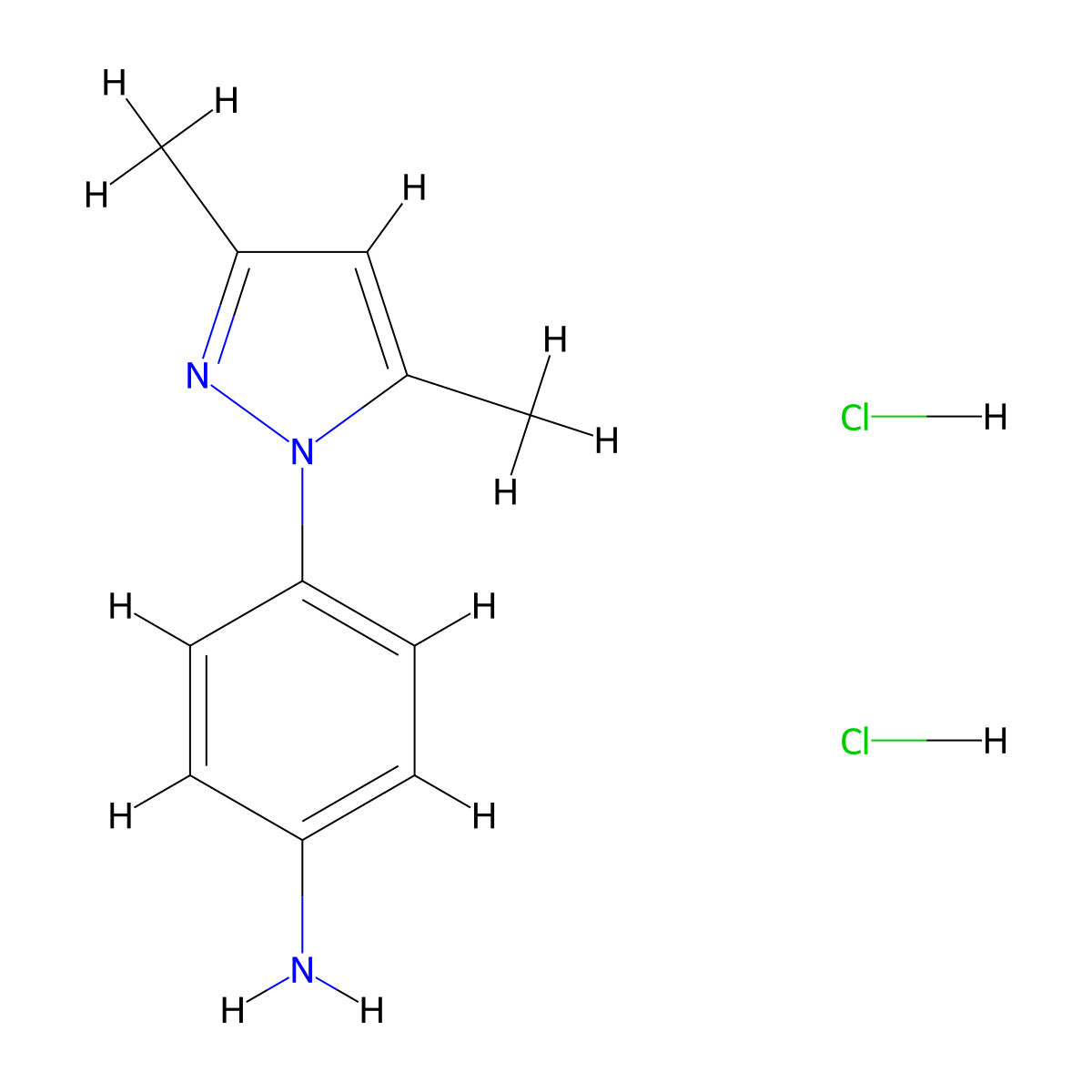 4-(3,5-dimethyl-1H-pyrazol-1-yl)aniline dihydrochloride molecular structure, CAS 1185300-89-3