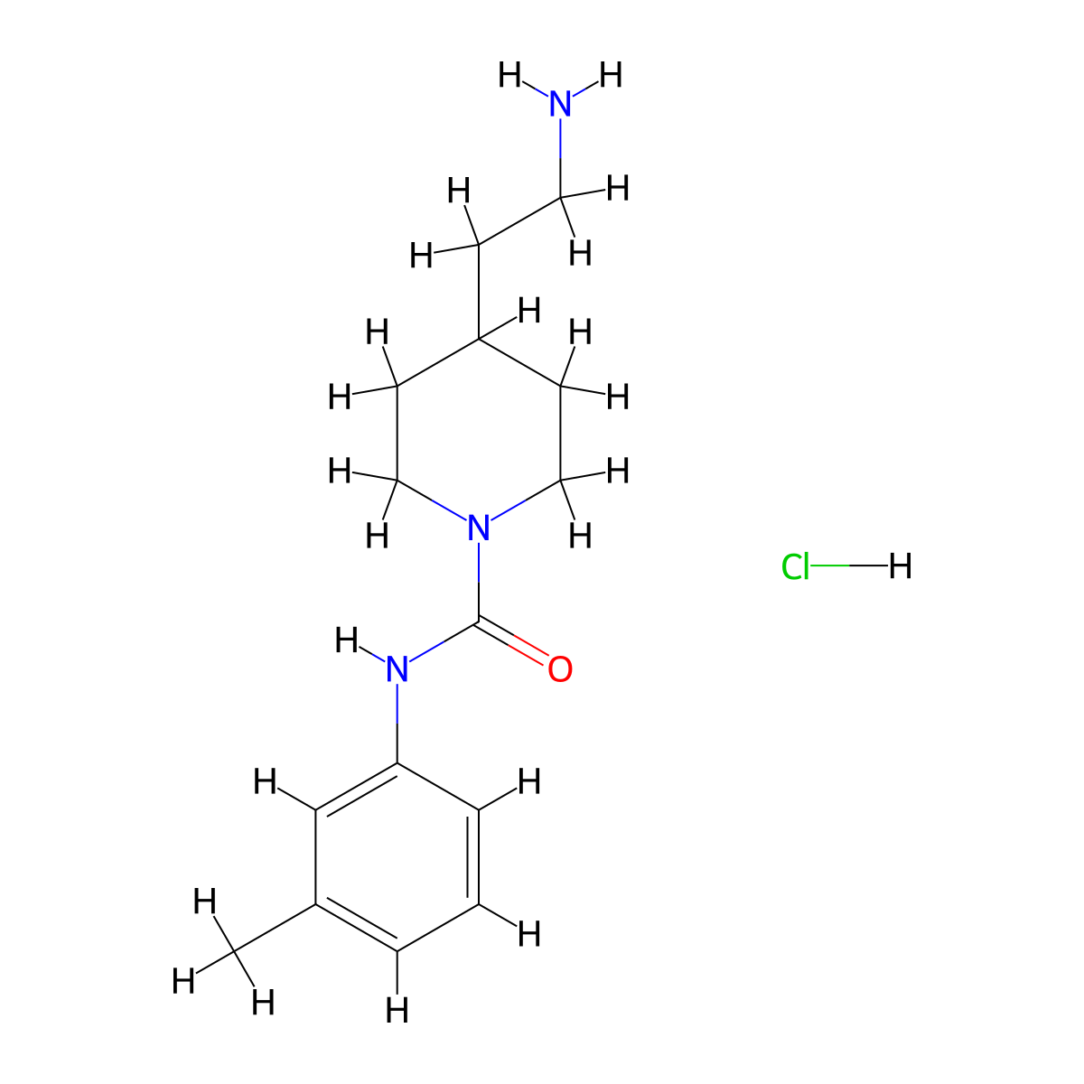 4-(2-aminoethyl)-N-(3-methylphenyl)piperidine-1-carboxamide hydrochloride molecular structure, CAS 1185300-93-9