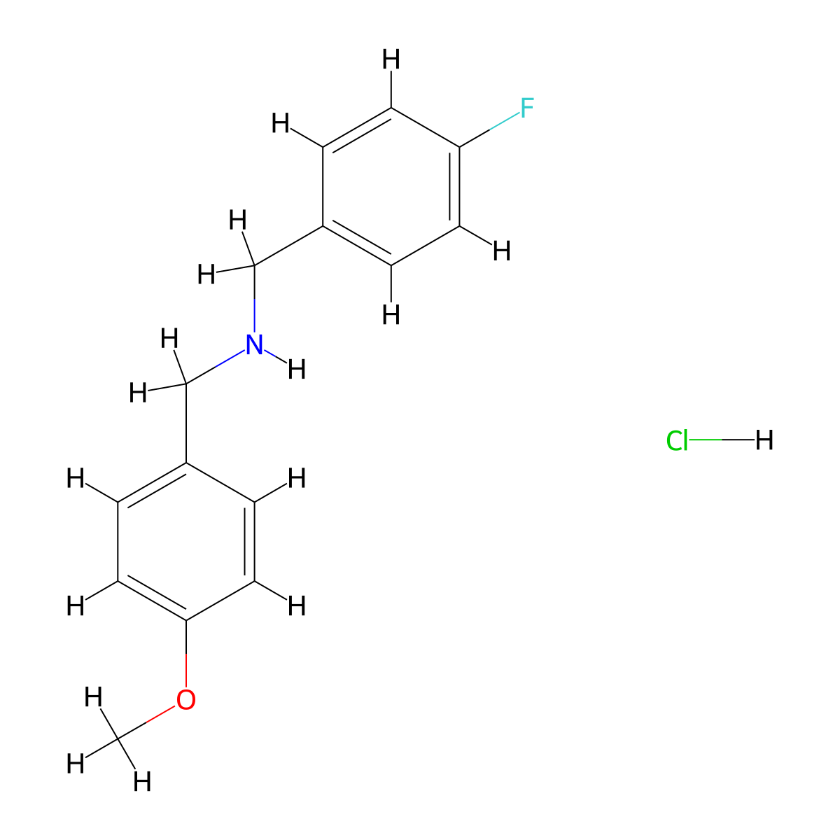 (4-Fluoro-benzyl)-(4-methoxy-benzyl)-amine hydrochloride molecular structure, CAS 1185300-94-0