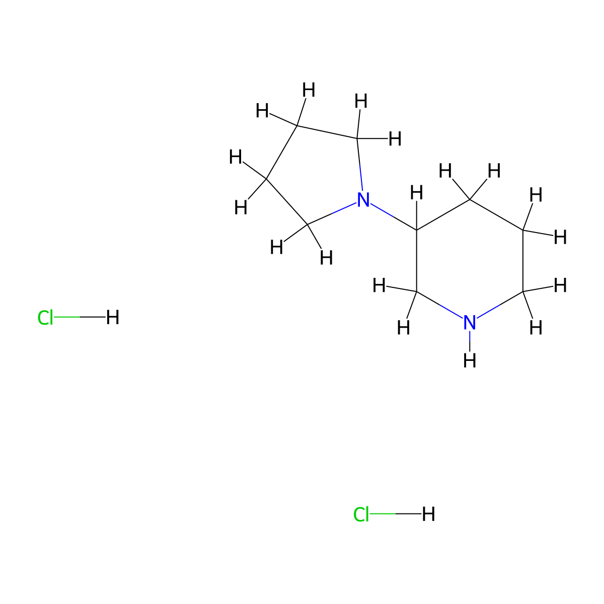 3-Pyrrolidin-1-yl-piperidine dihydrochloride molecular structure, CAS 1185300-96-2