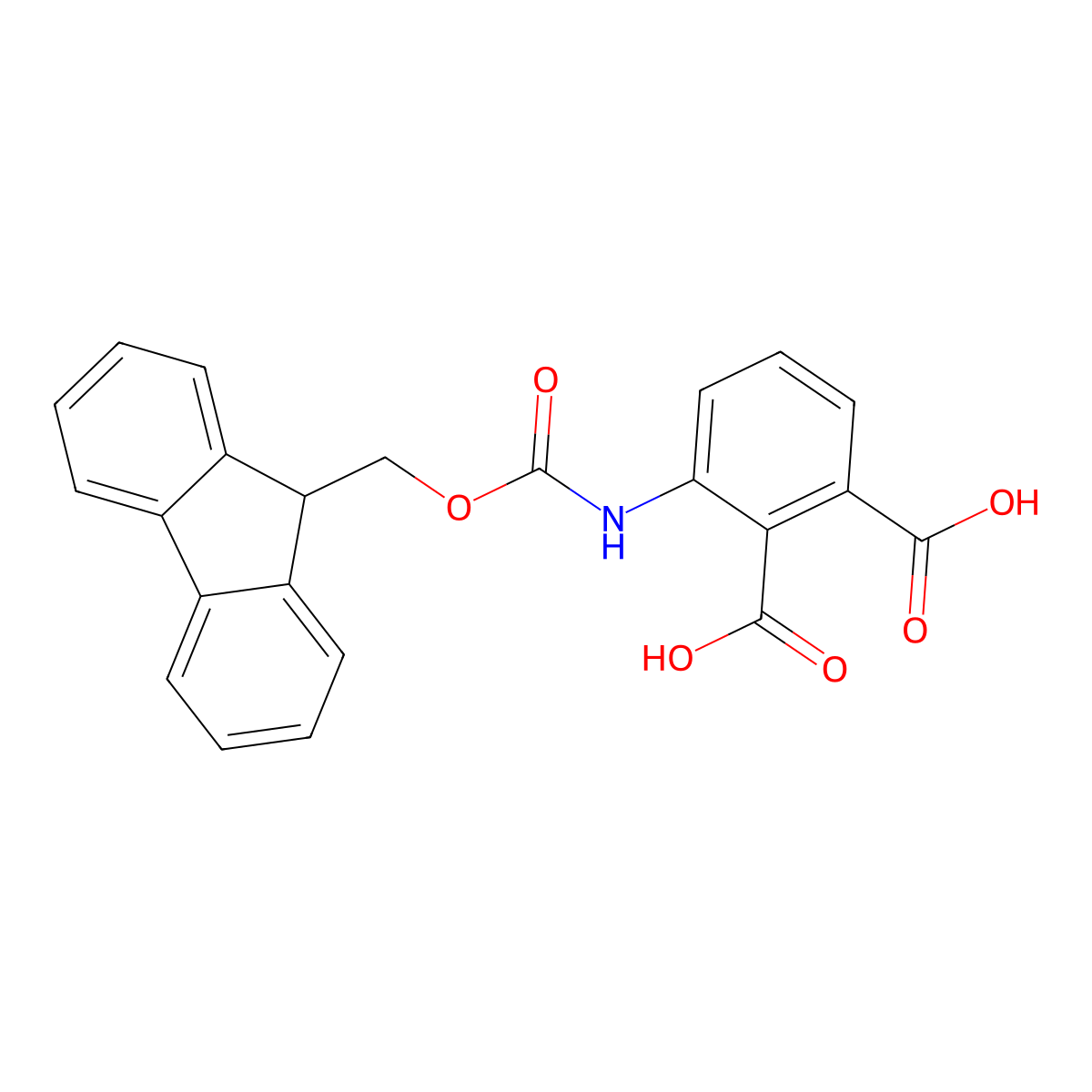 Fmoc-3-aminobenzene-1,2-dicarboxylic acid molecular structure, CAS 1185300-97-3