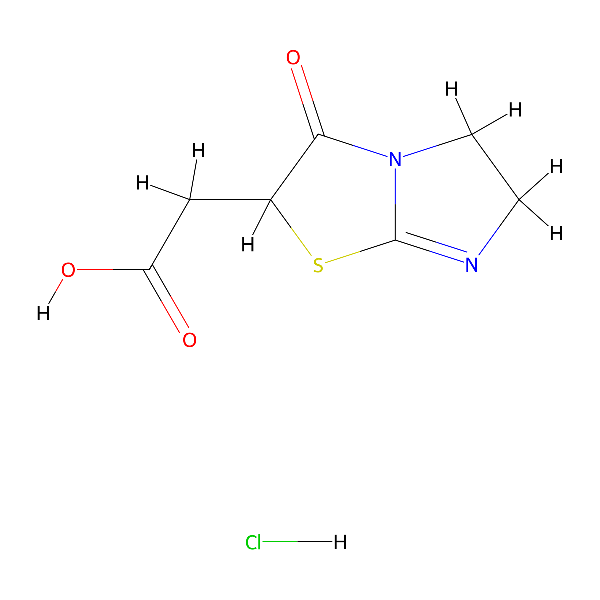 (3-Oxo-2,3,5,6-tetrahydro-imidazo[2,1-b]thiazol-2-yl)-acetic acid hydrochloride molecular structure, CAS 1185300-99-5