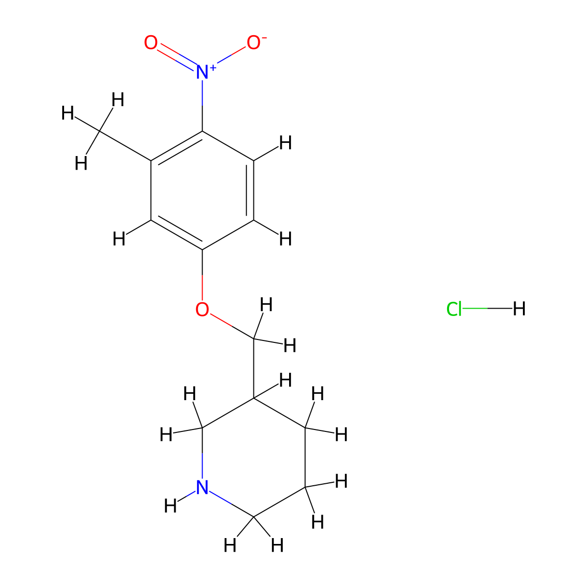 3-[(3-Methyl-4-nitrophenoxy)methyl]piperidine hydrochloride molecular structure, CAS 1185301-01-2