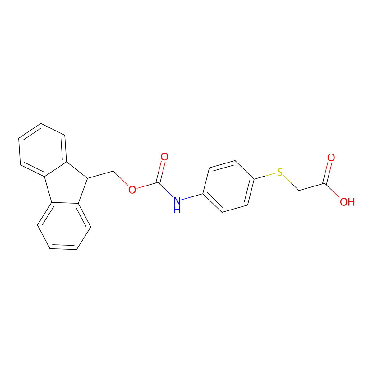 N-FMOC-2-(4-aminophenylthio)acetic acid molecular structure, CAS 1185301-10-3