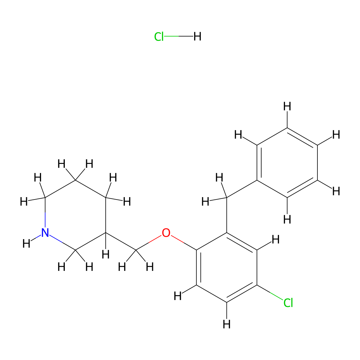 2-Benzyl-4-chlorophenyl 3-piperidinylmethyl ether hydrochloride molecular structure, CAS 1185301-16-9
